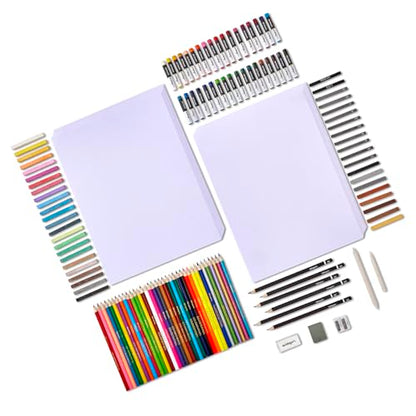 KINGART Select Series Drawing & Sketching Set, 175 pc, Complete Art Kit with Colored Pencils, Pastels, Graphite, Charcoal, Paper