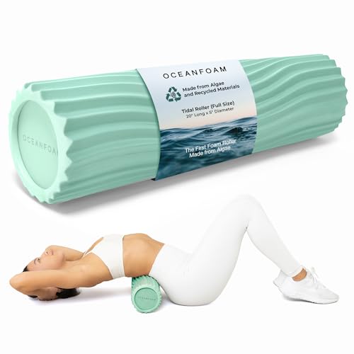 Oceanfoam Tidal Roller - Seafoam - Muscle Massage Foam Roller for Back Pain & Stretching - Firm and Ergonomic Wide Wave Textured - Yoga, Athletics, & Wellness - Full Size, 20" x 5" - color: Seafoam