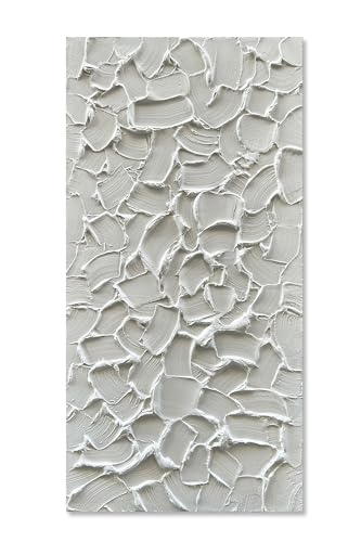 NANKAI Art Hand-Painted Thick Texture White Minimalist Oil Painting Office Corridor Living Room Wall Decoration Art 24x48 inches - color: Nkhb136