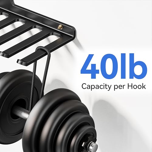Wall-Mounted Home Gym Equipment Storage Rack for Resistance Bands, Barbell Bars, Cable Attachments, Lifting Belts, Jump Ropes, and Chains - size: Large