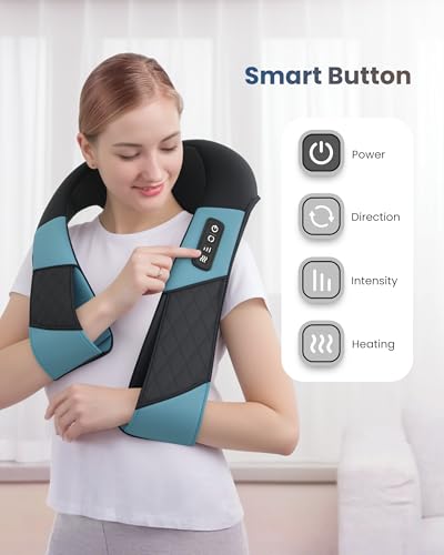 COMFIER 2026 업그레이드된 무선 목 및 어깨 지압 마사지기, 열 포함