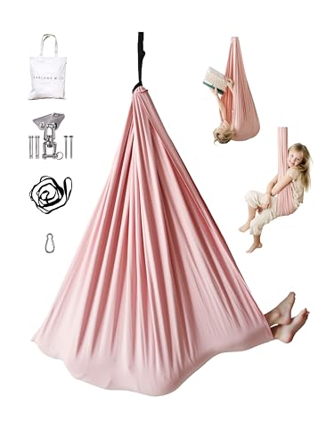 Marlowe & Co Sensory Swing for Kids Indoor Outdoor, Therapy Pod Cocoon Swing for Autism ADHD SPD, Double Layer Cotton Hammock Swing, Holds 200 lbs, 360° Swivel Hardware Included, Vintage Rose - color: Vintage Rose