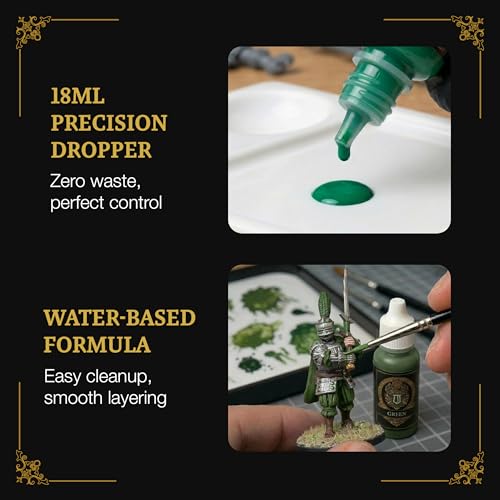 Ludus Bellum Miniature Paint Green Color 18ml Precision Dropper Bottle | Professional Acrylic Paint for Miniatures & Models, Provides Quality Acrylic Tones and Shades for Warhammer 40K D&D Figures - color: Green