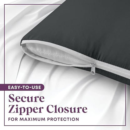 CirclesHome Pillow Protectors 2 Pack Standard Zippered - 100% Cotton Breathable Pillowcases - Protects Pillows from Dirt, Dust and Debris (Standard - Set of 2 - 20x26) - color: 4 - Dark Grey, size: Standard (20 x 26 inches) - Set of 2