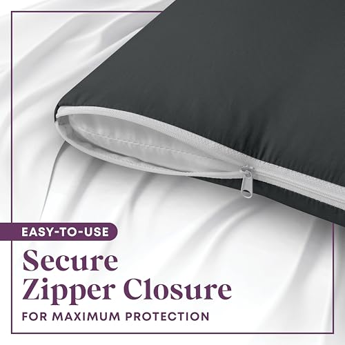 CirclesHome Pillow Protectors 4 Pack King Zippered - 100% Cotton Breathable Pillowcases - Protects Pillows from Dirt, Dust and Debris (King - Set of 4 - 20x36) - color: 4 - Dark Grey, size: King (20 x 36 inches) - Set of 4