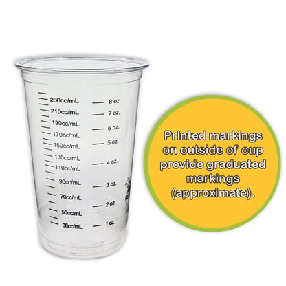 20 8oz Disposable Graduated Clear Plastic Cups for Mixing Paint, Stain, Epoxy, Resin