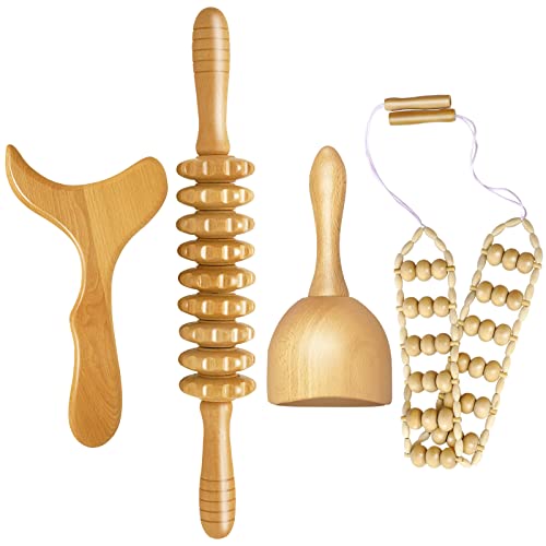 AICNLY 4 Pcs Wood Therapy Massage Tools for Body Shaping, Maderoterapia kit