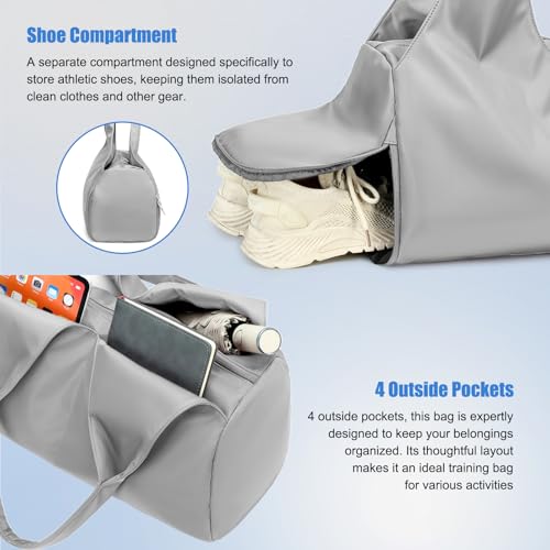 Forestfish Gym Bag For Women With Shoes Compartment & Wet Dry - color: Grey