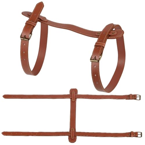 GORGECRAFT 2Pcs Picnic Blanket Carry Strap Brown PU Leather Portable Yoga Beach Mat Holder Handle Shoulder Carry Straps with Adjustable Alloy Buckle for Outdoor Camping Travel Motorcycle Pilates
