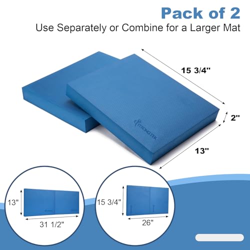 StrongTek Foam Balance Pad, High-Density TPE, 15.8 x 13 x 2 in, Non-Slip - color: Blue-Set of 2