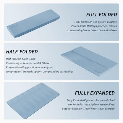 Foldable Yoga Mat Extra Large (74.0" x 47.2" x 0.4") - color: Blue Gray
