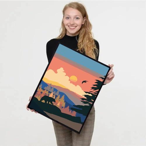 4 Pack Paint by Numbers Kit for Adults Framed Canvas with Wooden Easel | Adults' Paint-By-Number Kits National Park Mountain DIY Acrylic Landscape Oil Painting Arts Crafts 7.8x11.8inch - color: 4 Pack 20X30in-9, size: 8x12in with Framed - with Wooden Ease