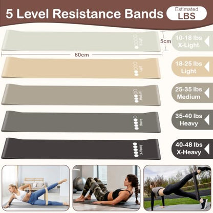 Hoedia Pilates Kit for Women, Pilates Equipment Ring and Ball Set - color: Brown