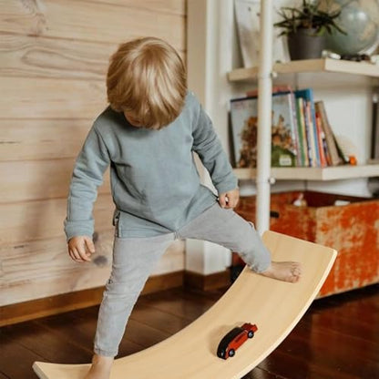 Gentle Monster Wobble Balance Board, Wooden Montessori Toy Rocker Board Natural Wood Kids Toddler Open Ended Learning Toy Yoga Curvy Board for Adult Office Classroom Christmas Gifts - color: Astronaut Blue