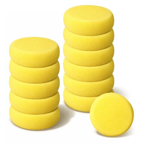 12 PCS Pottery Sponges, Round Clay Sponge Elasticity Craft Sponges for Painting, Yellow Tack Sponge for Ceramics Art Crafts Cleaning Shoes Leather Care