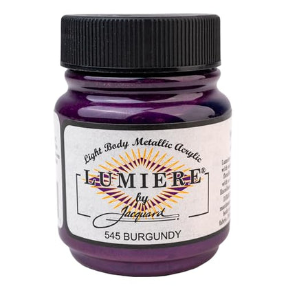Jacquard Lumiere 2.25oz Fabric Paint Burgundy - Metallic Paint for Fabric, Leather, Canvas, Paper and Wood - Light-Bodied Metallic Acrylic Paint - Lightfast & Vibrant Metallic Acrylic Paints - color: Burgundy, size: 2.25 Fl Oz (Pack of 1)