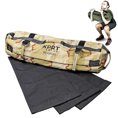 XPRT Fitness Workout Sandbag for Heavy Duty Workout Cross Training 7 Multi-positional Handles - Color Army Green/Black/Camo - color: Camo, size: Large
