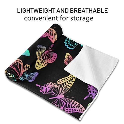 Yoga Mat Towel Colorful Butterfly, 73" x 27" - color: Colorful Butterfly