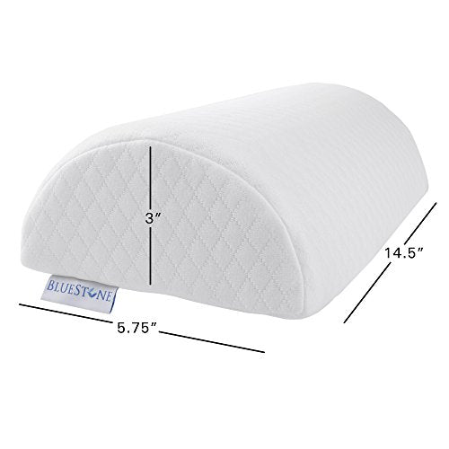 Bluestone Half Moon Memory Foam Back Pillow, White, 13.5” x 8”