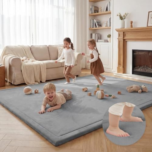 Huloo Sleep Giant 118"x158" Baby Activity Play Mat Rug for Floor | Extra-Large Coverage,Non-Toxic Certified,Super Soft,Non-Slip Safety - color: Dark Grey, size: 158"×118"×1.3"