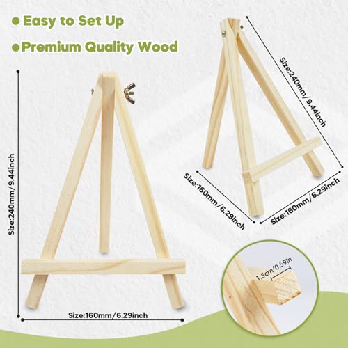 Conda 12 Pack 9 Inch Mini Wooden Display Easels, A-Shaped Mini Easel Stand for Small Painting, Painting Party Easel for DIY Crafts, Photos, Gift, Decoration - style: 12 Pcs