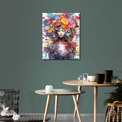 TUMOVO Paint by Number Kit for Adults Beautiful Women | women 16x20 inch unframed canvas with acrylic paints and 3 brushes, DIY gift for adults and relaxing DIY craft. - color: Womens