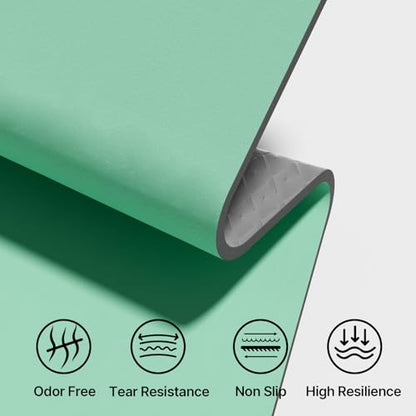 ILILI Suede TPE Yoga Mat, 10mm Thick, 76" x 28" Extra Long with Strap - color: Green