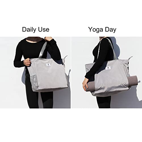 ESVAN Yoga Mat Bag Yoga Tote Carrier Shoulder Bag Carryall Tote for Office,Yoga,Pilates,Travel,Beach and Gym - color: F Gray