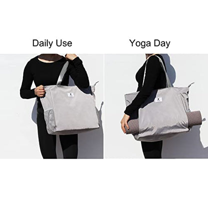 ESVAN Yoga Mat Bag Yoga Tote Carrier Shoulder Bag Carryall Tote for Office,Yoga,Pilates,Travel,Beach and Gym - color: F Gray
