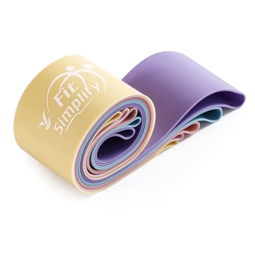 Fit Simplify Resistance Loop Exercise Bands with Instruction Guide and Carry Bag, Set of 5 - color: Pastel