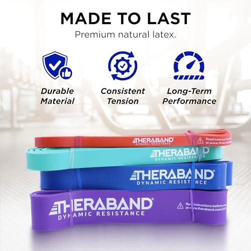 THERABAND High Resistance Super Band Set, Exercise Workout, Therapy, Multi | THERABAND elastic resistance band for exercise, strength training, physical therapy and at-home workouts - size: 4 Pack (15-50 lbs)