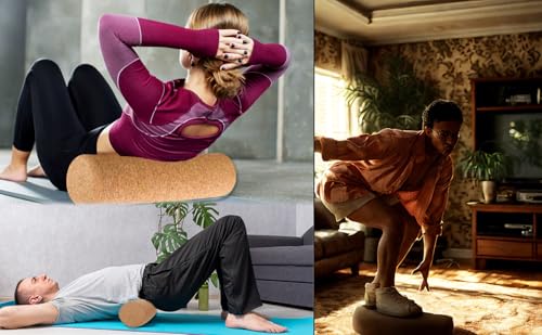 Foam Roller Physical Therapy/Natural Eco-Friendly Cork Roller,High-Density deep Tissue Massage Roller,Forcefully Relax Muscles,Stretching Roller Yoga & Travel Friendly (12 * 4 Inch) - size: 12 in x 4 in Cylindrical