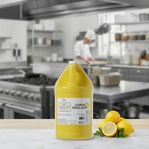 Collective Aromas Co. Lemon Emulsion for Baking – Concentrated Lemon Flavoring for Cakes, Cookies, Frosting, Fillings & Desserts – Liquid Baking Flavoring, 1 Gallon, No Alcohol, Kosher, Made in USA - size: Lemon - 1 Gallon (128 fl oz)