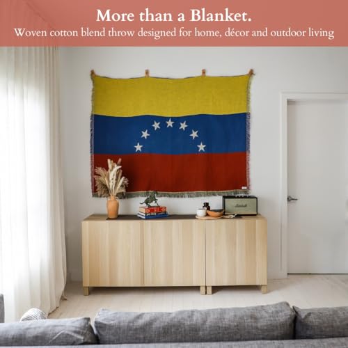 Venezuela 7 Stars Flag Woven Throw Blanket – Woven Not Printed – 50x70 Venezuelan Blanket for Couch, Bed or Wall – Made for Venezuelans Living Abroad - color: Venezuela