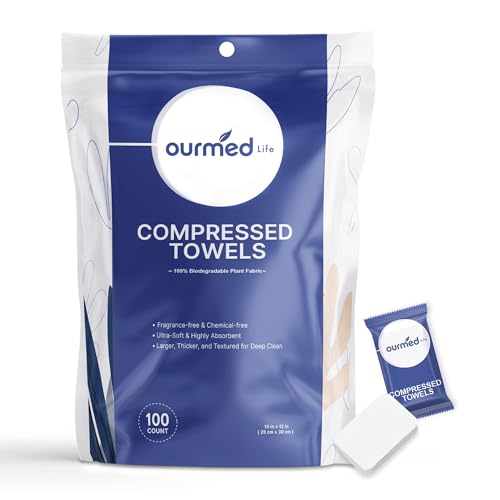Ourmed Life Compressed Towel, Disposable Washcloths, 12 x 10 In, 100 Count - size: 100 Count (Pack of 1)