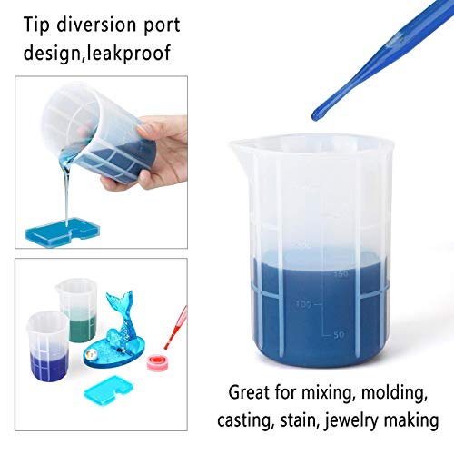 300ml Large Silicone Measuring Cups, 10 oz Epoxy Resin Mixing Cups, Jewelry Casting Molds, Acrylic Paint Pouring, Cup Making, Nonstick Reusable, Set of 2 - size: Large-300ml*2