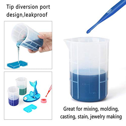 300ml Large Silicone Measuring Cups, 10 oz Epoxy Resin Mixing Cups, Jewelry Casting Molds, Acrylic Paint Pouring, Cup Making, Nonstick Reusable, Set of 2 - size: Large-300ml*2