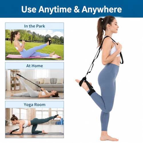 1pc Yoga Stretch Strap for Foot and Calf Stretching, Multifunction Leg Stretcher Band with Loops for Yoga, Flexibility Training, Dance, Exercise and Muscle Stretching