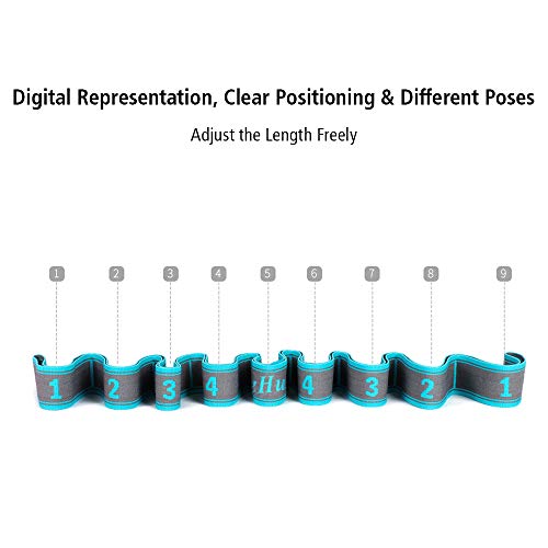 Stretch Strap, Elastic Yoga Stretching Strap, Multi-Loop for Physical Therapy, Pilates, Yoga, Dance & Gymnastics Exercise and Flexible Pilates Stretch Band - color: Blue