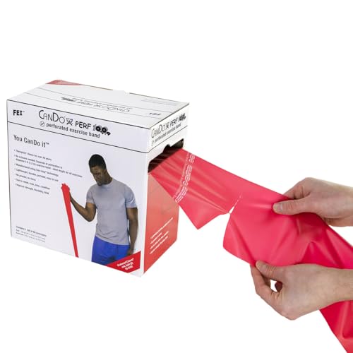 CanDo Perf 100 Low Powder Exercise Band, 100 yard with perforations, Red: Light - color: Red: Light, size: 100 yard with perforations
