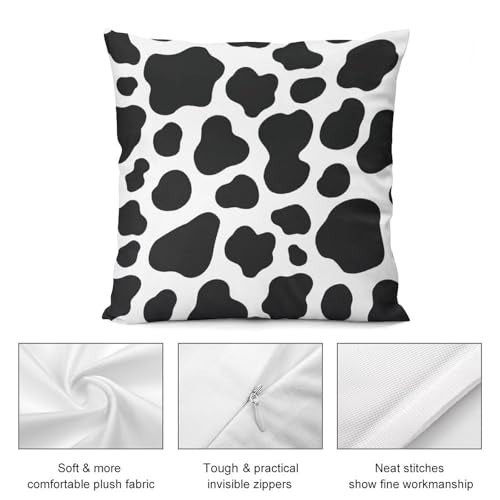 Animal Cow Print White Black Spot Throw Pillow Covers 18x18 Inch - color: Animal Cow Print White Black Spot