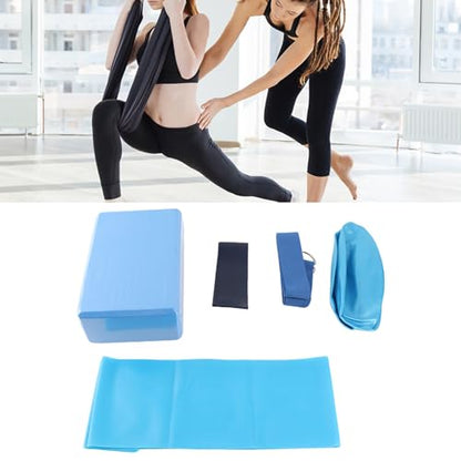 5Pcs Yoga Fitness Set, Yoga Blocks with Stretch Belt, Latex Towel and Resistance Loop, Complete Workout Kit for Home Gym, Includes Yoga Ball for Pilates, Stretching and Strength Tr