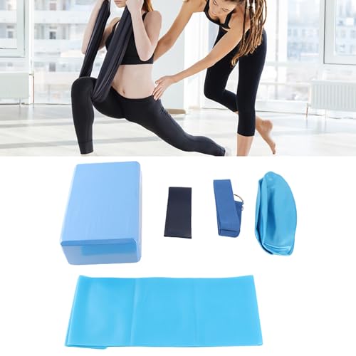 5Pcs Yoga Fitness Set, Yoga Blocks with Stretch Belt, Latex Towel and Resistance Loop, Complete Workout Kit for Home Gym, Includes Yoga Ball for Pilates, Stretching and Strength Tr