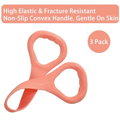 Figure 8 Resistance Bands with Non-Slip Handles for Arm Back & Shoulder 3PC - color: Pink
