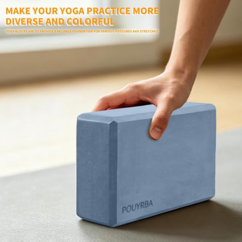 2-Pack Yoga Blocks, High-Density 9"x6"x3" Yoga Brick Foam Blocks, Non-Slip Exercise Blocks for Yoga, Pilates, Stretching and Meditation – Lightweight Yoga Props for Home Gym & Studio - color: Grayish Blue