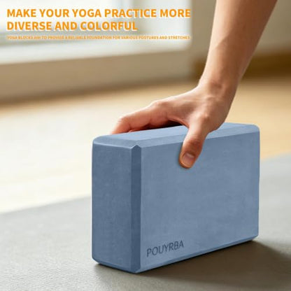 2-Pack Yoga Blocks, High-Density 9"x6"x3" Yoga Brick Foam Blocks, Non-Slip Exercise Blocks for Yoga, Pilates, Stretching and Meditation – Lightweight Yoga Props for Home Gym & Studio - color: Grayish Blue