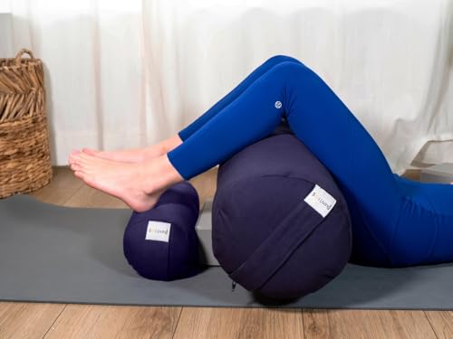 Pranayama Yoga Bolster Meditation Pillow - color: Navy Blue, size: Cylindrical 14" x 6"