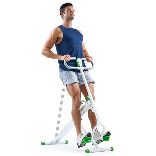 Sunny Health & Fitness Smart Row-N-Ride Glute & Leg Trainer, Foldable Squat Assist Rower with Exclusive SunnyFit App Connection - color: Green