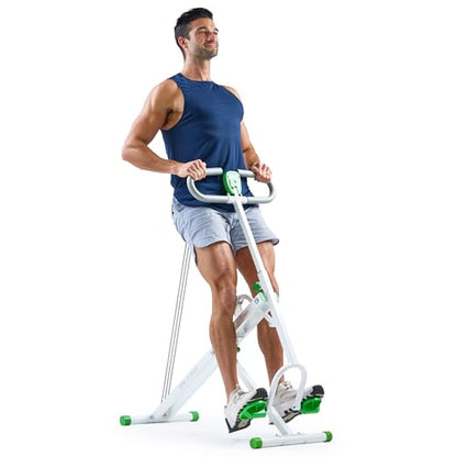 Sunny Health & Fitness Smart Row-N-Ride Glute & Leg Trainer, Foldable Squat Assist Rower with Exclusive SunnyFit App Connection - color: Green