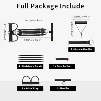 Multifunction Tension Rope, 2 Tubes Stretch Yoga Pedal Tension Strap, Adjustable Resistance, Tension Rope Fitness Equipment (Black) - color: Black-4 Tubes